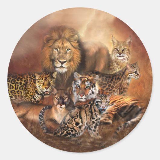 大きな猫アートステッカー ラウンドシール (正面)