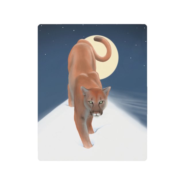 大きな猫インザウィンタースノーマウンテンライオン メタルプリント (正面)