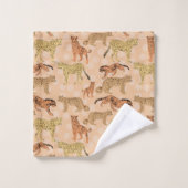 大きな猫オンピーチ水玉模様 バスタオルセット (ウォッシュタオル)