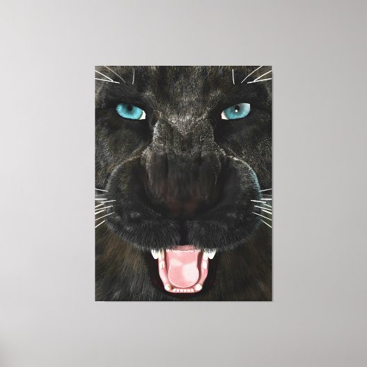 大きな猫ブラックパンサー キャンバスプリント (正面)