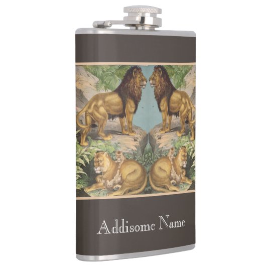 大きな猫ライオンズタイガース、ヒョウ、動物プリント フラスク (右)
