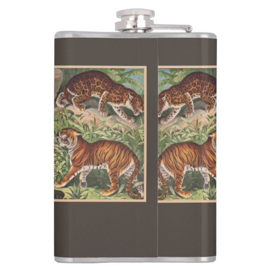 大きな猫ライオンズタイガース、ヒョウ、動物プリント フラスク (裏面)