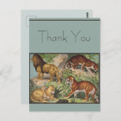 大きな猫ライオンズタイガース、ヒョウ、動物プリント ポストカード (正面/裏面)