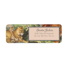 大きな猫ライオンタイガーなど、ジャングル赤面ピンク ラベル