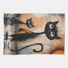 大きな猫リトルキャットハロウィーン キッチンタオル
