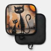 大きな猫リトルキャットハロウィーン 鍋敷き (正面/裏面)