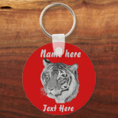大きな猫現実ポートレート写真虎 キーホルダー (正面)