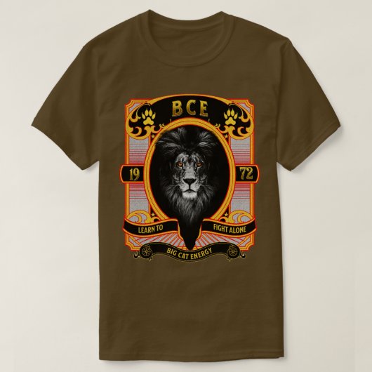 大きな猫1人で学戦うエネルギーBCE Tシャツ (デザイン正面)