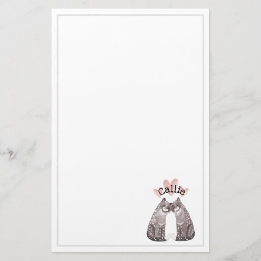 大きな猫Snuggleお名前の子供を追加 便箋 (正面)