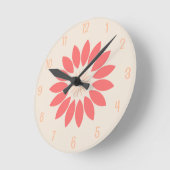 大きな珊瑚花オンクリーム ラウンド壁時計 (傾斜)
