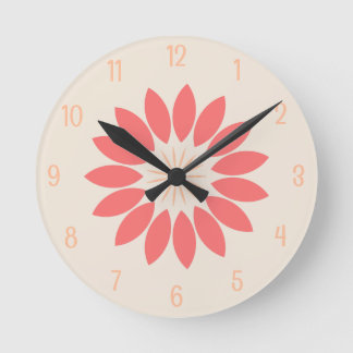 大きな珊瑚花オンクリーム ラウンド壁時計