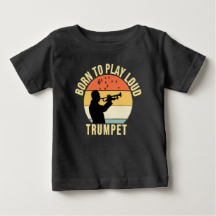 大きな生まれト遊ラッパのレトロ音楽のギフトへ ベビーTシャツ