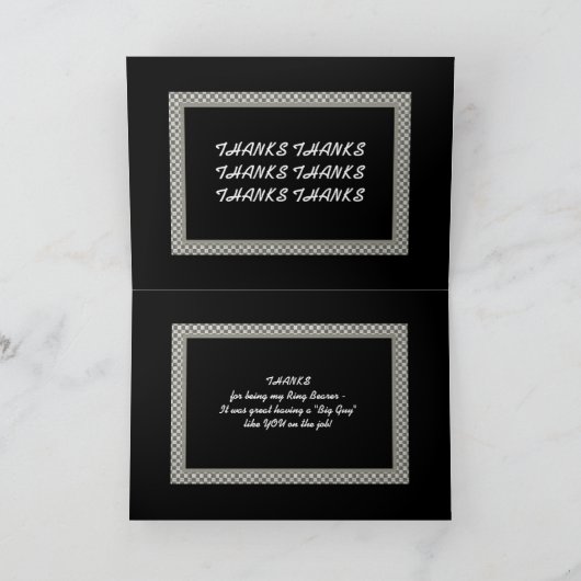 大きな男のリングボア・チェック柄ウェディング サンクス サンキューカード (内部)