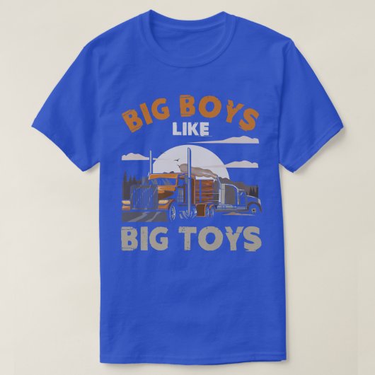 大きな男の子のような大きな玩具トラックのトラックの運転手アスファルト Tシャツ (デザイン正面)