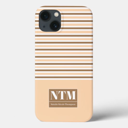 大きな白いイニシャルストリップベージュ Case-Mate iPhoneケース (裏面)
