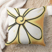 大きな白いグラフィックデイジーの花 クッション (ブランケット)