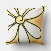 大きな白いグラフィックデイジーの花 クッション (正面)