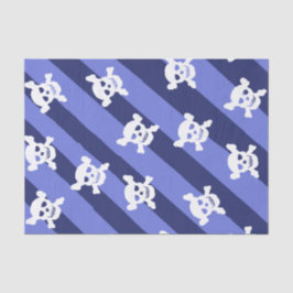 大きな白いスカルと青いのクロスボーンストライプ 薄葉紙