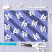 大きな白いスカルと青いのクロスボーンストライプ 薄葉紙 (クラフト)