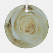 大きな白いバラ ガラスオーナメント (正面)