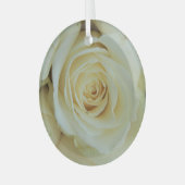 大きな白いバラ ガラスオーナメント (正面左)