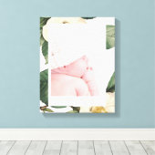 大きな白いフローラフレームキャンバス印刷 キャンバスプリント (インサイチュ (ウッドフロア))