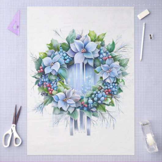 大きな白いポインセティアスフローラリースの分離 薄葉紙 (クラフト)