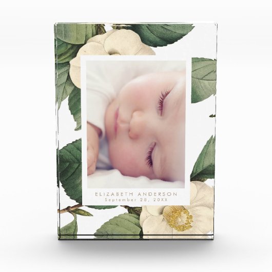 大きな白いヴィンテージフローラフォトブロックフレーム フォトブロック (正面)