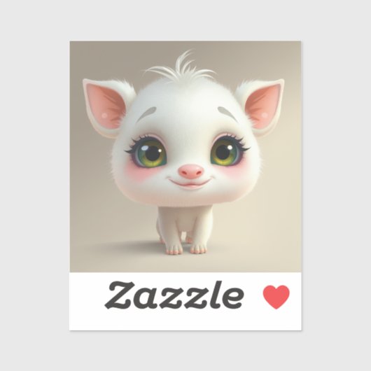 大きな白い子猫のかわいいキャラクター シール (シート)