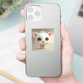 大きな白い子猫のかわいいキャラクター シール (スマートフォン)