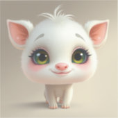 大きな白い子猫のかわいいキャラクター シール (正面)