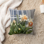 大きな白い水仙の春の日のポスター投げp クッション (ブランケット)