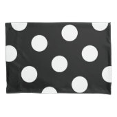 大きな白い水玉模様パターン – カスタムカラー黒 枕カバー (正面)