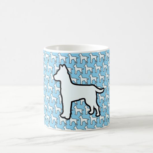 大きな白い犬 薄青色 コーヒーマグカップ (中央)