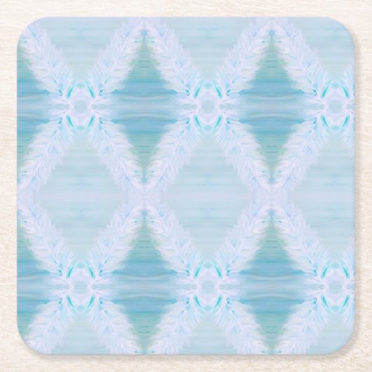 大きな白い羽 スクエアペーパーコースター (正面)