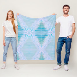 大きな白い羽 フリースブランケット