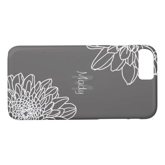 大きな白い花と名前を持つダークグレー Case-Mate iPhoneケース (裏面(横))