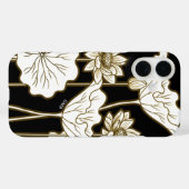 大きな白い花を黒にカーキトリム Case-Mate iPhoneケース (裏面 (横))