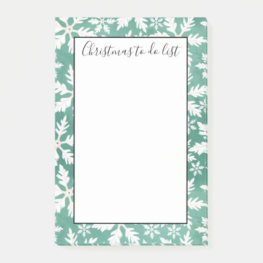 大きな白い雪の落下する緑のクリスマスを行う ポストイット (正面)