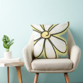 大きな白と黄色のデイジーの花 クッション (椅子)