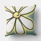 大きな白と黄色のデイジーの花 クッション (裏面)
