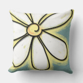 大きな白と黄色のデイジーの花 クッション (正面)