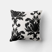 大きな白と黒のはっきりしたダマスク クッション (裏面)