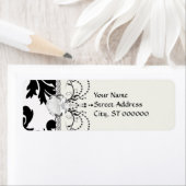 大きな白と黒のはっきりしたダマスク ラベル (インサイチュ)