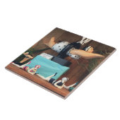 大きな白セラミックタイル!セラミックユニーク泳ぐ人! タイル (側面)