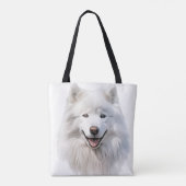 大きな白フワフワのサモ犬 トートバッグ (裏面)