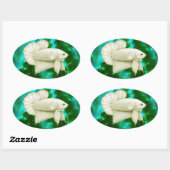 大きな白ベッタ脾臓の魚のシール 楕円形シール (シート)