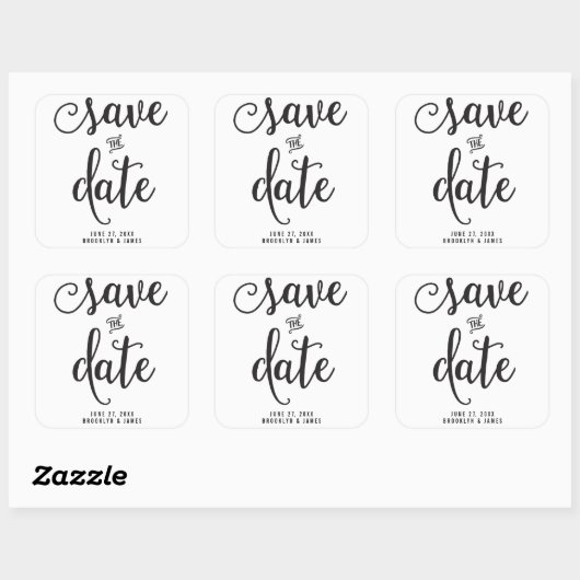 大きな白黒の日付シールを保存 スクエアシール (シート)