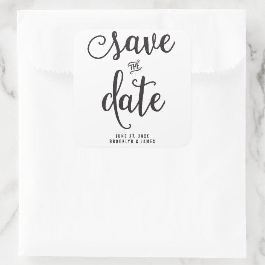 大きな白黒の日付シールを保存 スクエアシール (バッグ)