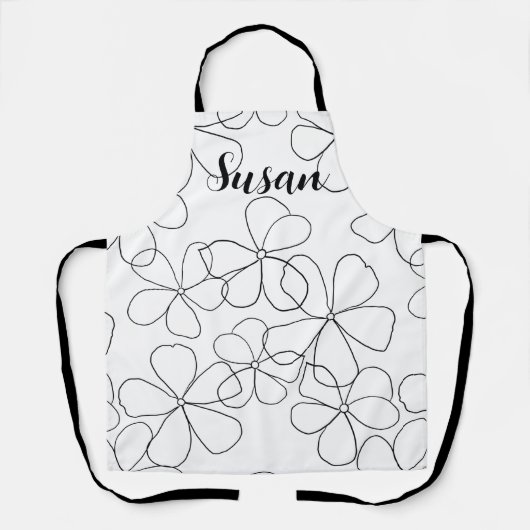 大きな白黒の花 エプロン (正面)